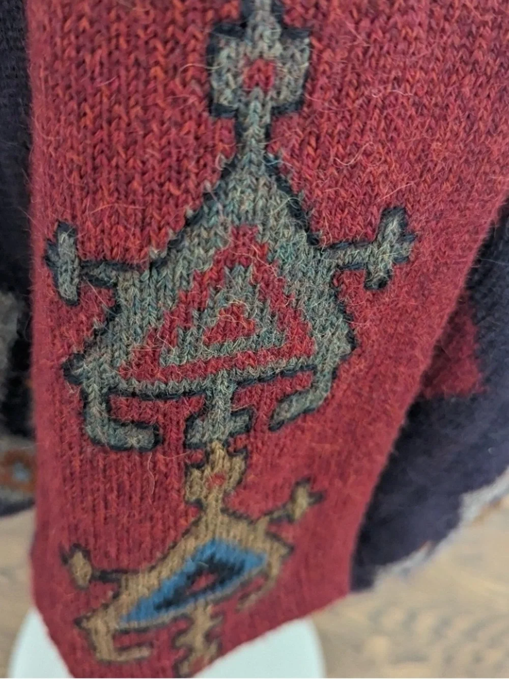 MILMA BOLIVA Burgundy Art to wear Button-Front Cardigan Sweater